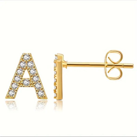 2 Pieces 26-Letter Golden Tone Alphabet Ear Studs, - Picture 16 of 16